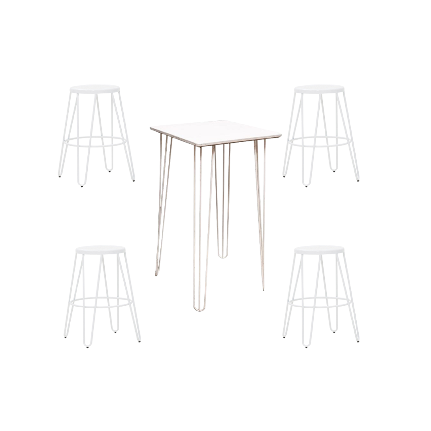 Bar Table & Stools Package White Hairpin Adelaide Party Hire