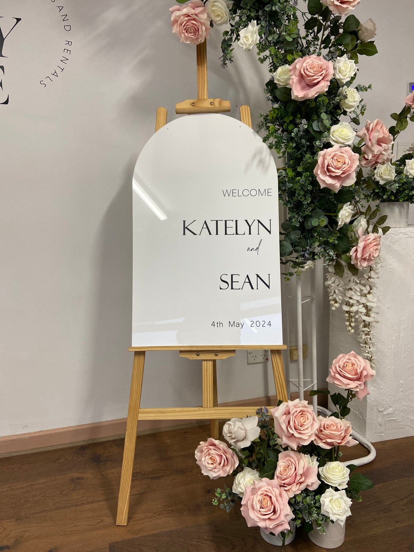 Personalised Acrylic Arch Sign with Frame – Adelaide Party Hire