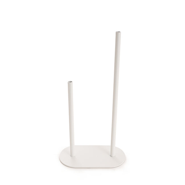 Asymmetrical Two Tube Metal Vase White Adelaide Party Hire