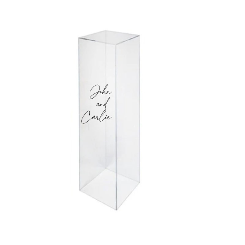 Personalised Clear Rectangular Plinth – Adelaide Party Hire